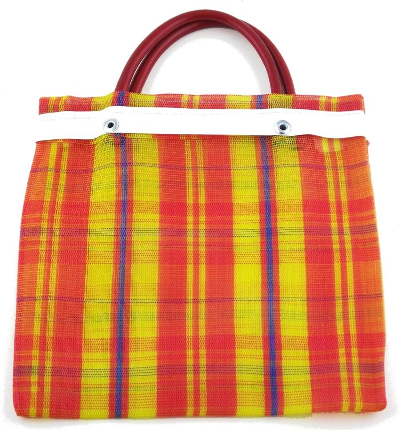 More Fiesta 6 Pcs Small Mexican Tote Mercado Bags 7.5 inch by 7.5 inch, Assorted Colors High Thread Mesh - Mini Mexican Mercado Candy Bags - Image 4